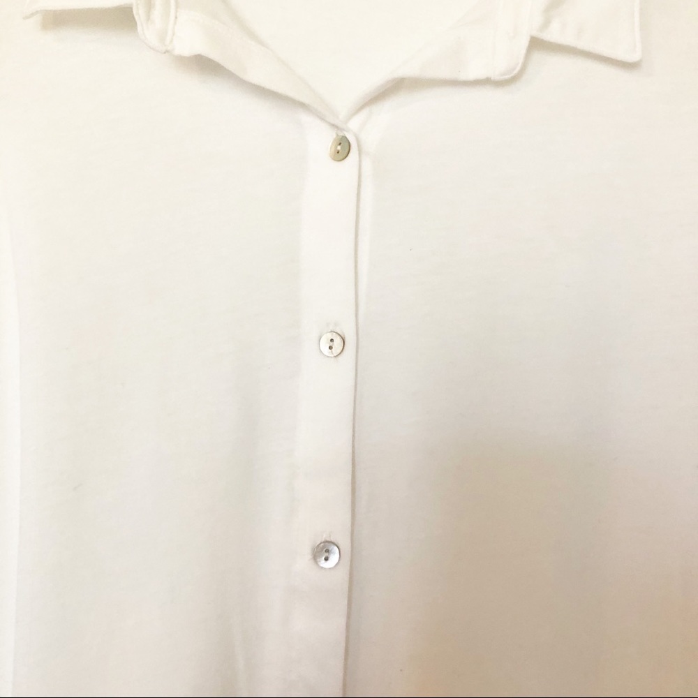 Eileen Fisher White Button 100% Organic Cotton - Picture 4 of 7